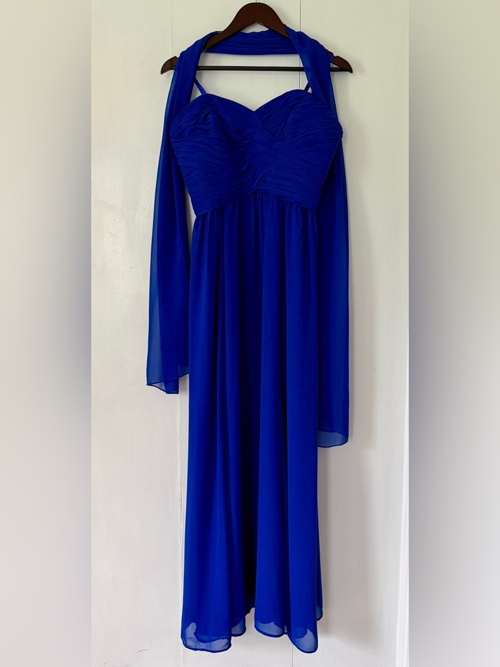 Lauren Ralph Lauren Evening Royal Blue Chiffon Gown w/ Wrap Size 10